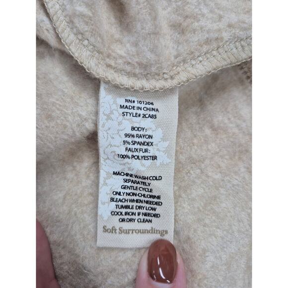 Soft Surroundings Apres Tunic Ribbed Cowl Neck Faux Fur Trim Long Sleeve M - Picture 6 of 6